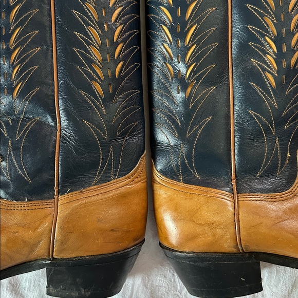 Vintage Wrangler Cowboy Boots Men’s Leather Blue Brown Size 8.5 - Picture 9 of 13